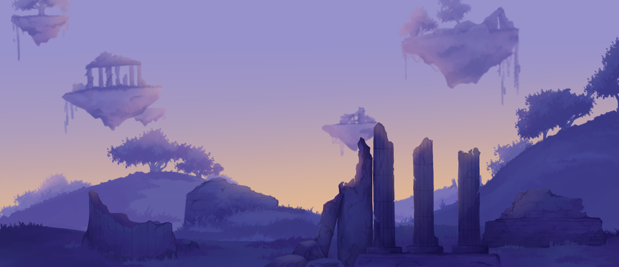 Background art of an area with ruins