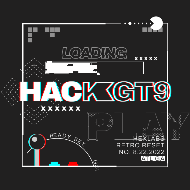 T-shirt design for HackGT9 with the theme of "Retro Reset"