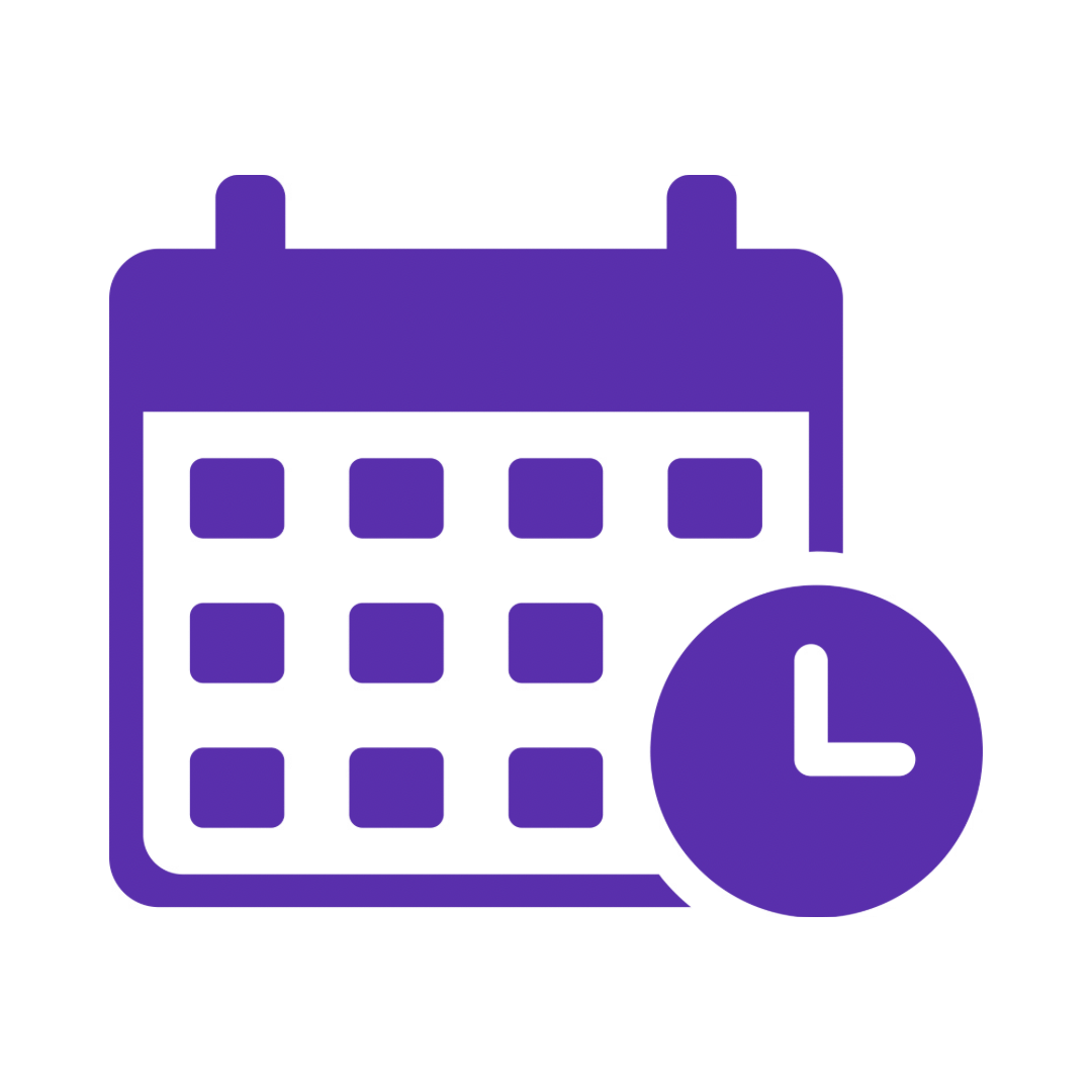 Calendar with a clock icon