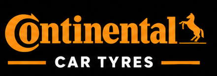 Continental Car Tyres logo with orange and black text and a horse silhouette