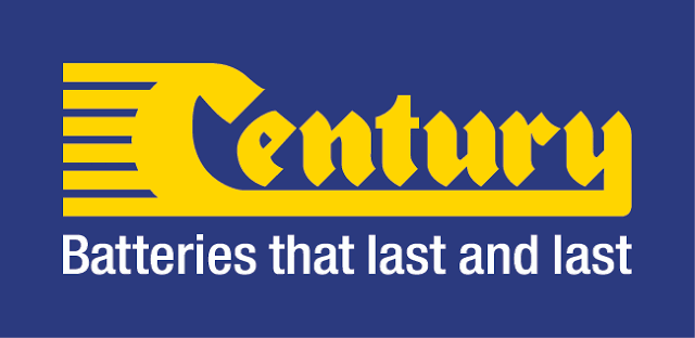 Century logo with the tagline "Batteries that last and last" on a blue background.