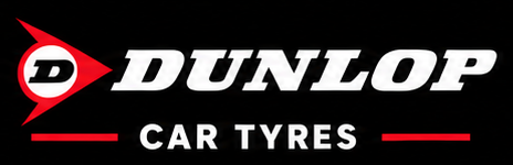 Dunlop car tires logo with a red and black design.