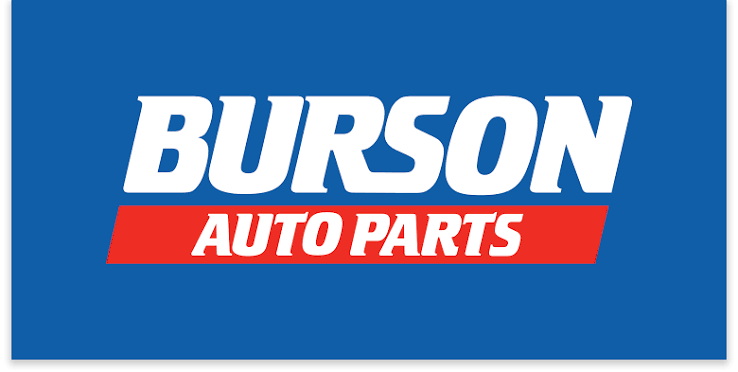Burson Auto Parts logo in blue, white, and red colors.