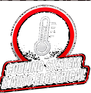 Logo for Cooling System & Auto Electrical company, featuring a thermometer inside a red circle.