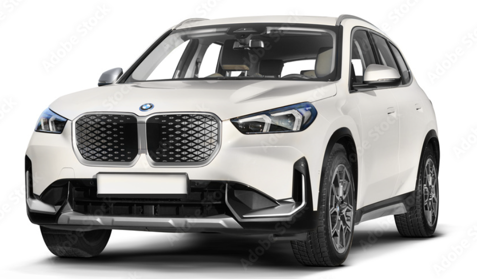A white BMW SUV with a distinctive front grille and modern headlight design, shown against a plain background.