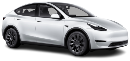 White electric crossover SUV with sleek design and black wheels.