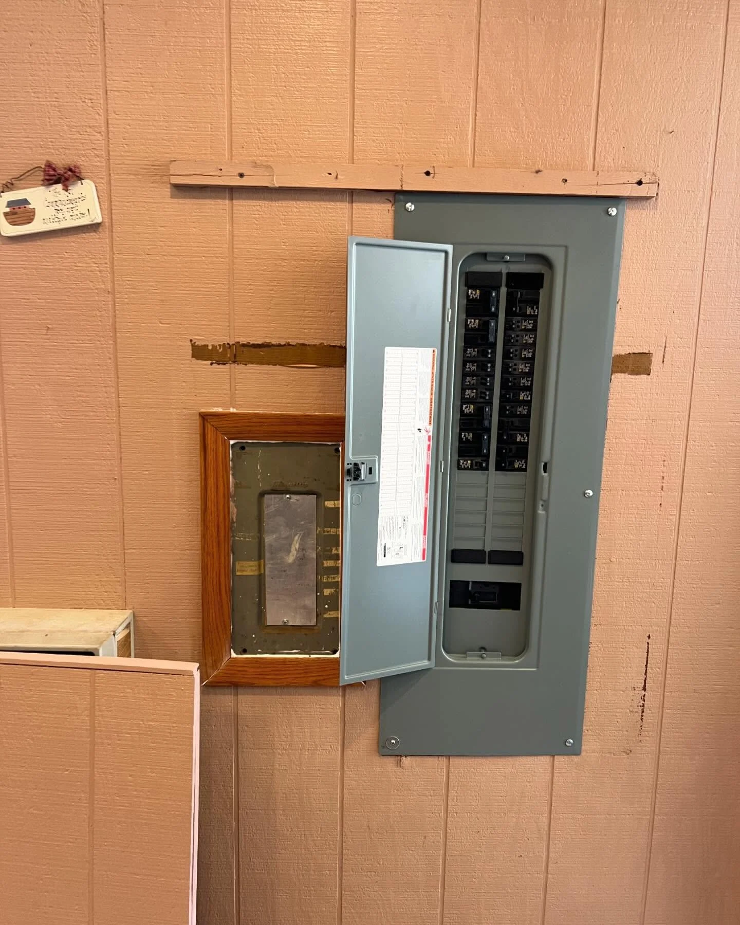 Replaced the two panels for the house and combined into one main 40 spaced panel. This was an interesting installation as The main panel was a huge Zinsco breaker load center they were located in the kitchen.