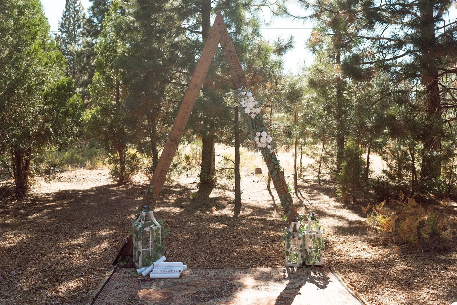 Outdoor Lake Tahoe wedding bar setup mountain venue
