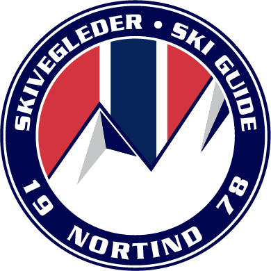 Logo for Skivenegleder Ski Guide Nordind 78, 1978, featuring skis and ski poles