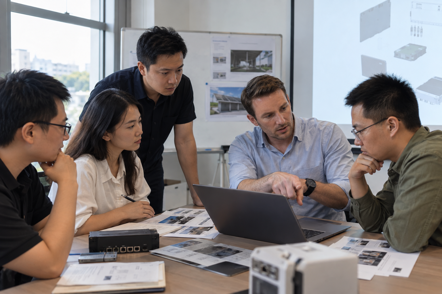 A channel enablement session using unbranded Chinese-language technology materials.