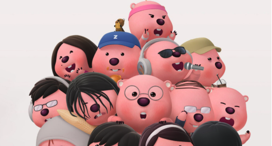 Group of Zanmang Loopy character personas in different adult roles and expressions