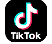 TikTok logo with black background and colorful musical note icon.