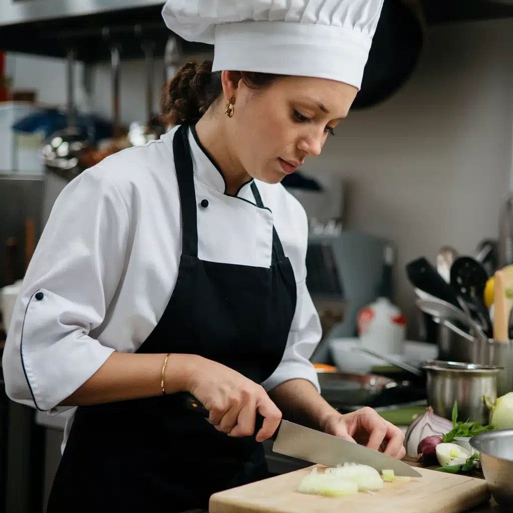 Chef mujer en cocina