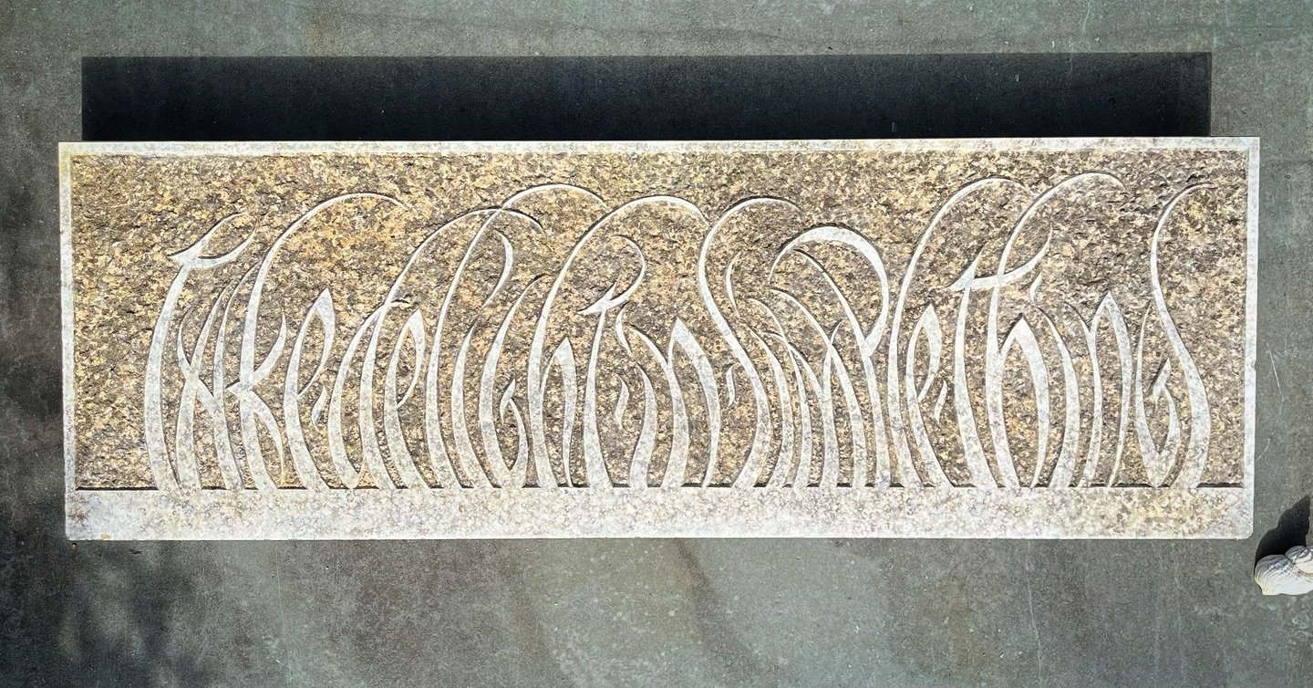 Take delight in simple things.
.
The lettering has become far more legible now that it has weathered in for a few years and the top face washed.
.
#lettercutting #lettercarving #stonecarving #stonecarver #lettercutter #inscription #calligraphy #handd