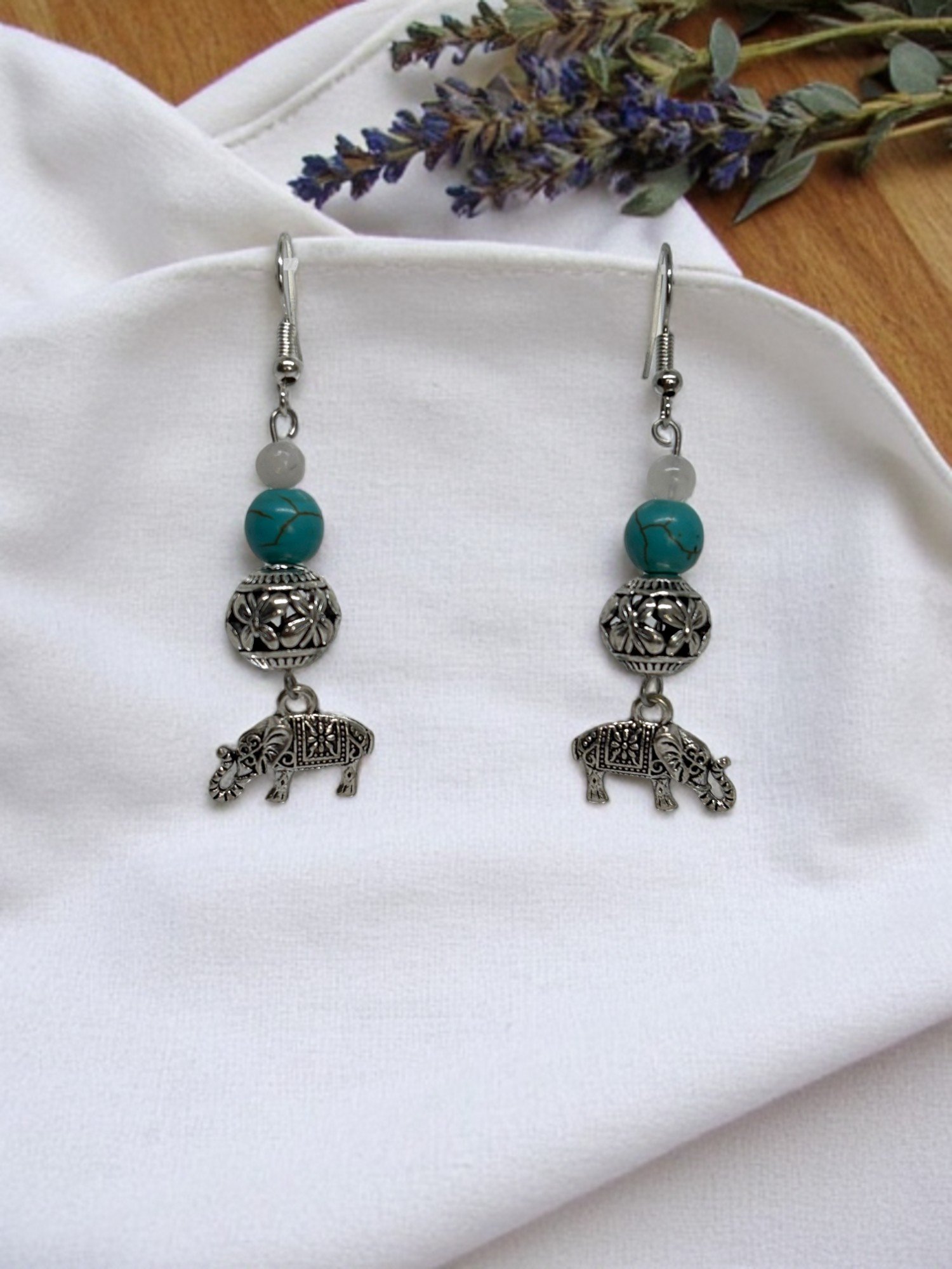 Turquoise Bohemian Silver Drop Earrings