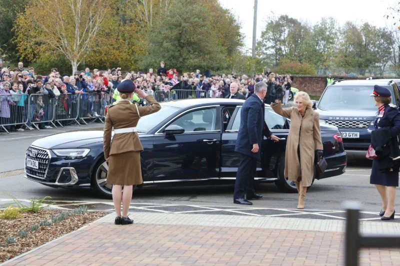 Queen Camilla opening the Bromham Community Hub in Wiltshire