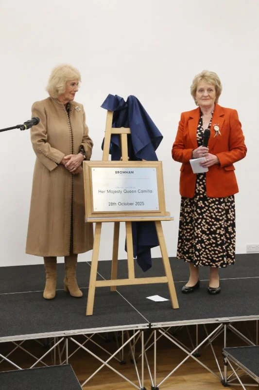 Queen Camilla opening the Bromham Community Hub in Wiltshire