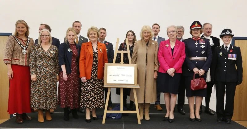 Queen Camilla opening the Bromham Community Hub in Wiltshire