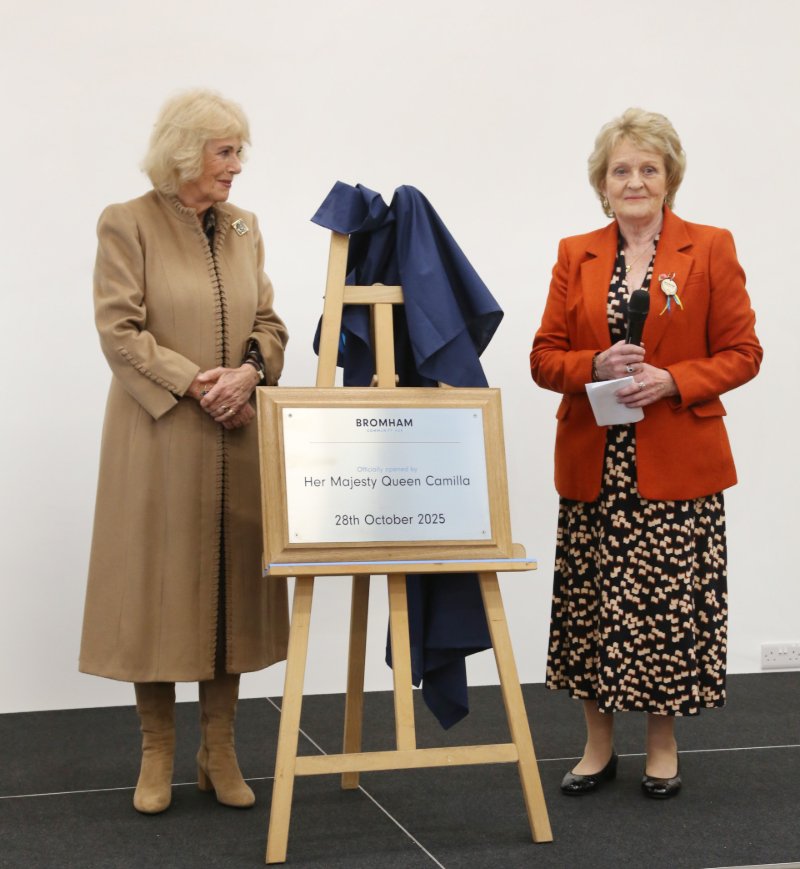 Queen Camilla opening the Bromham Community Hub in Wiltshire