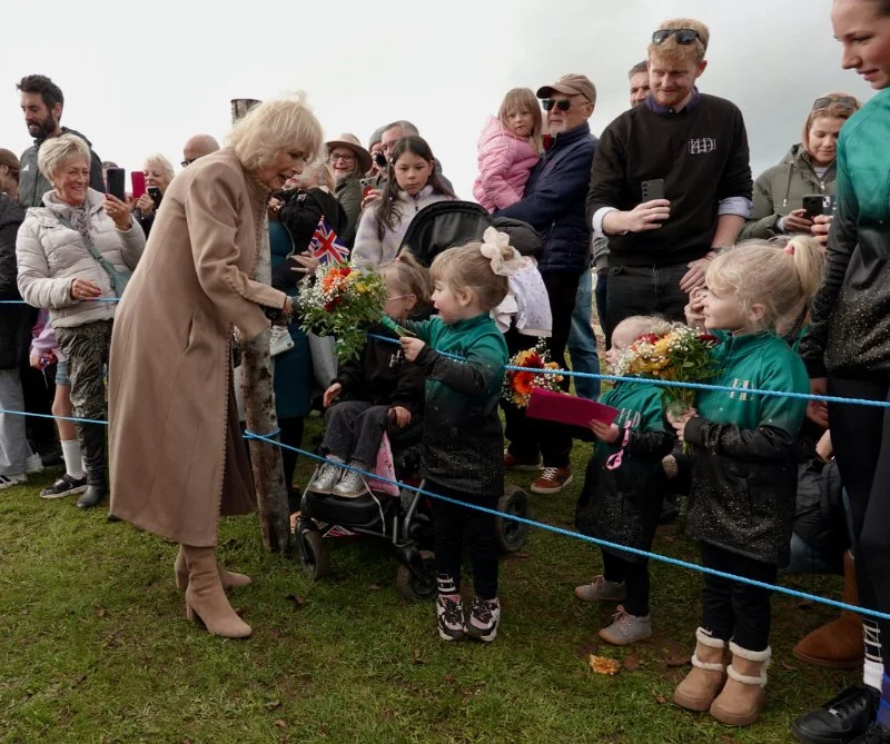 Queen Camilla opening the Bromham Community Hub in Wiltshire