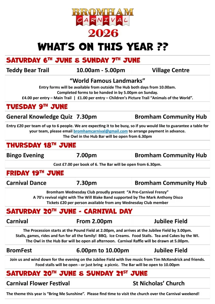 Bromham Community Hub - Bromham Carnival 2026 - What's On