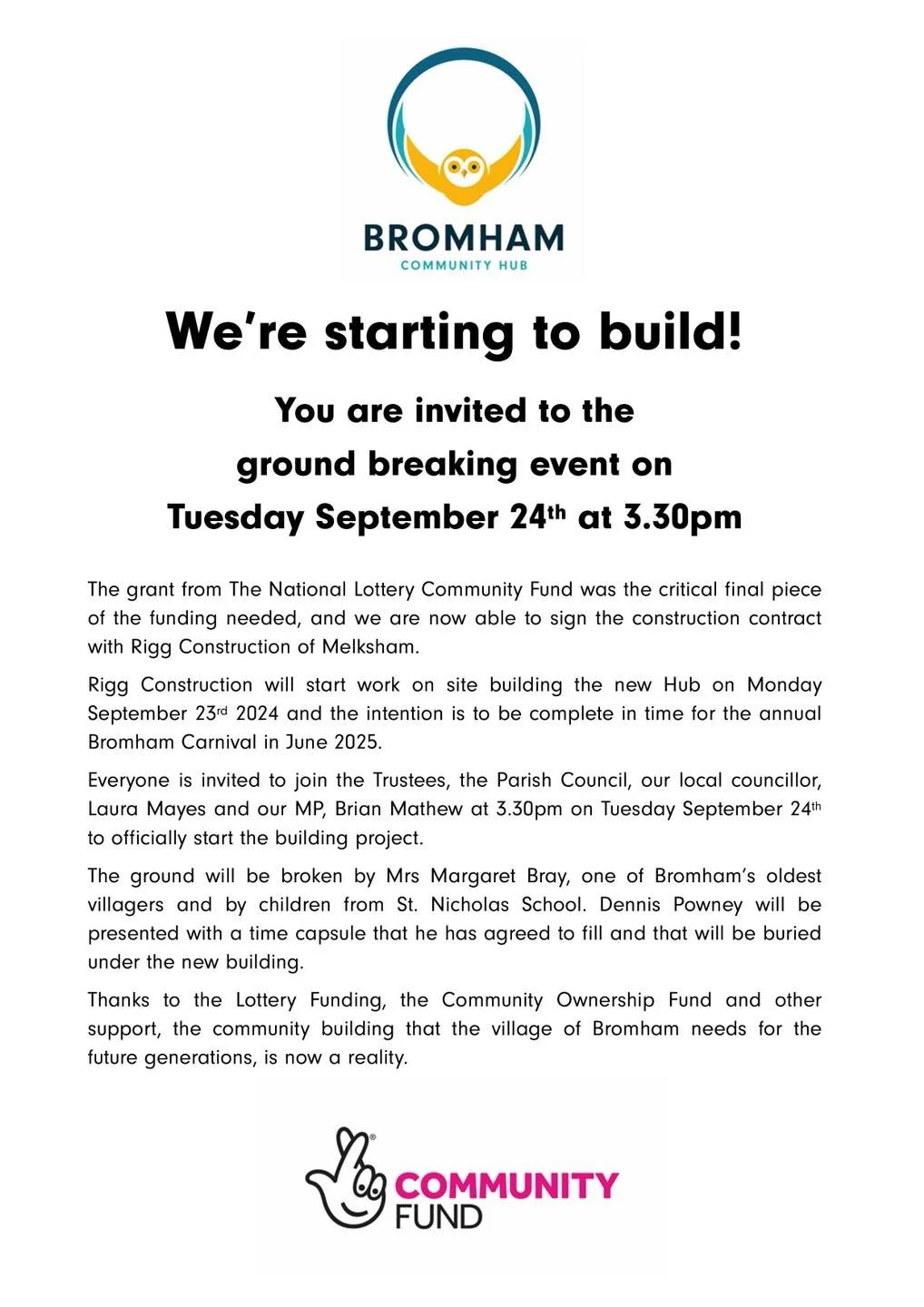 Breaking ground annoucement