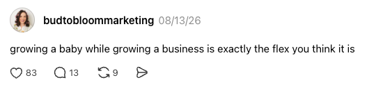Screenshot of a Thread posted by Bud to Bloom Marketing