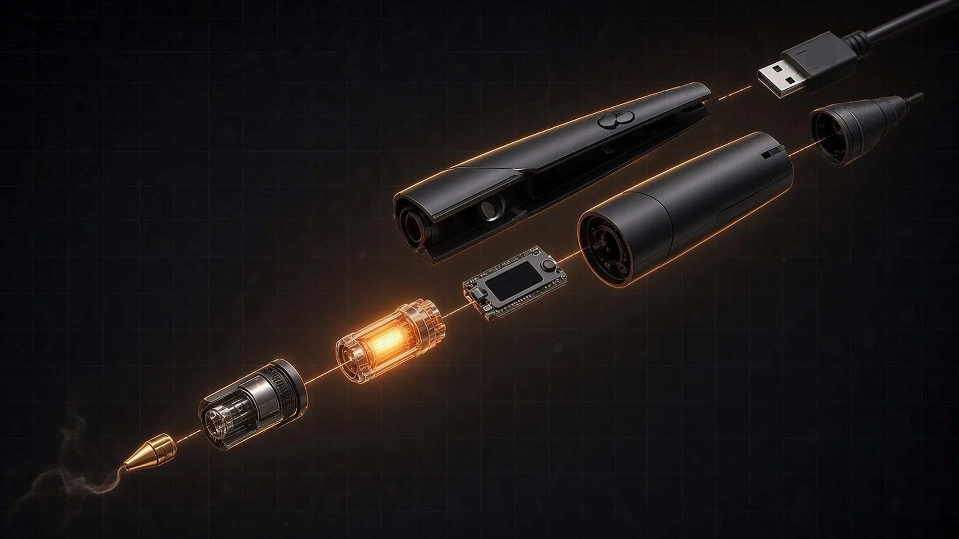 Exploded rendering of the pen parts