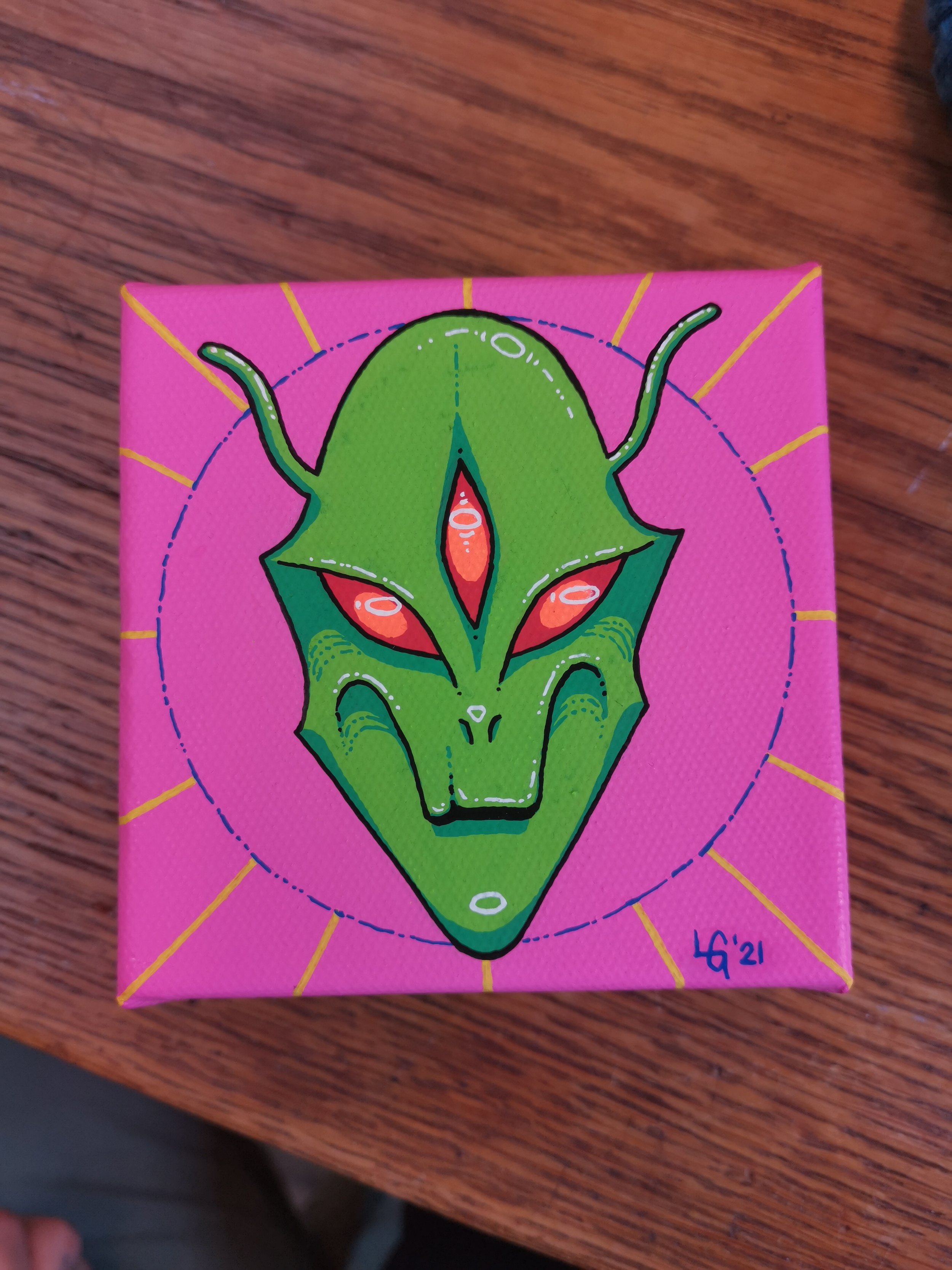 *Insert Alien Noises Here" | Posca marker on canvas, 10x10cm