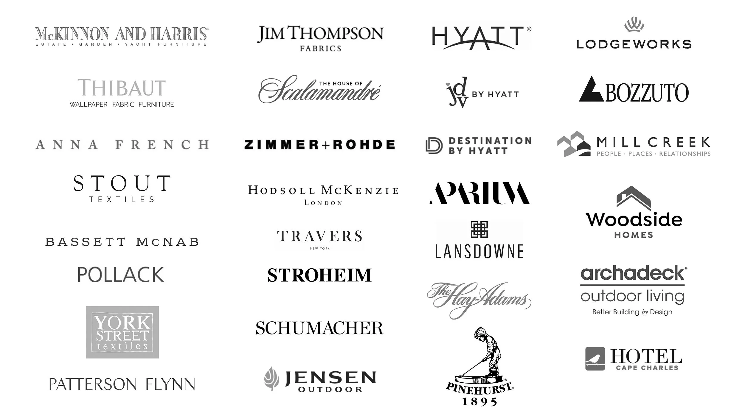 Collection of various company logos, mostly related to home, furniture, textiles, lifestyle, and outdoor brands.