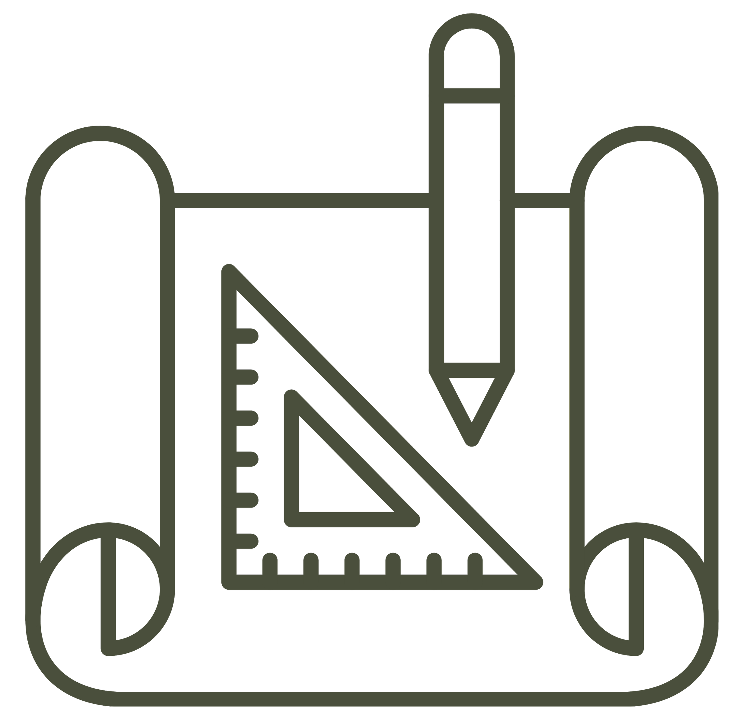 Minimalist line drawing of a toy shopping cart with a gift box inside.