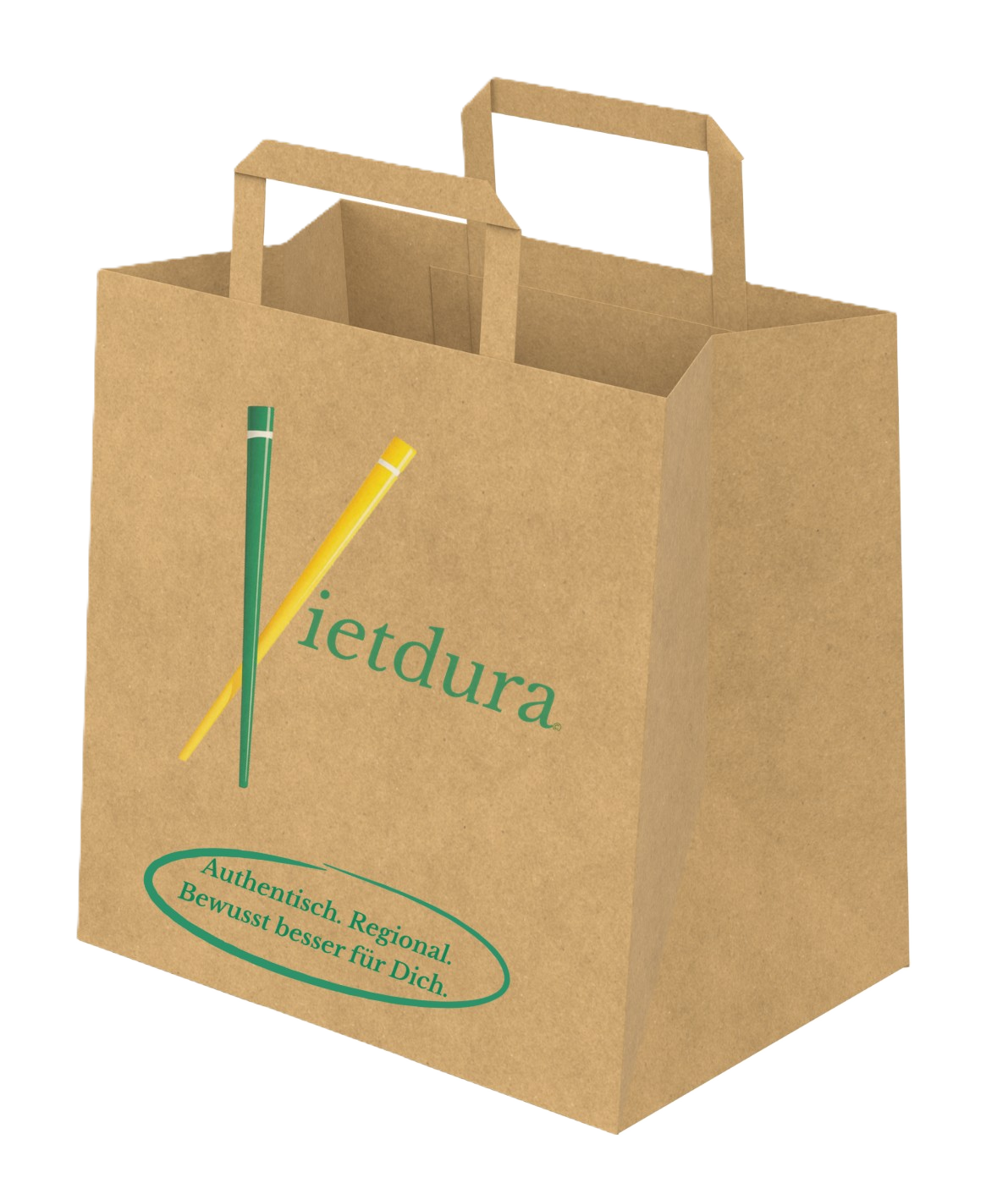 Umweltfreundliche Papier Tragetasche mit dem Logo vom Restaurant Vietdura