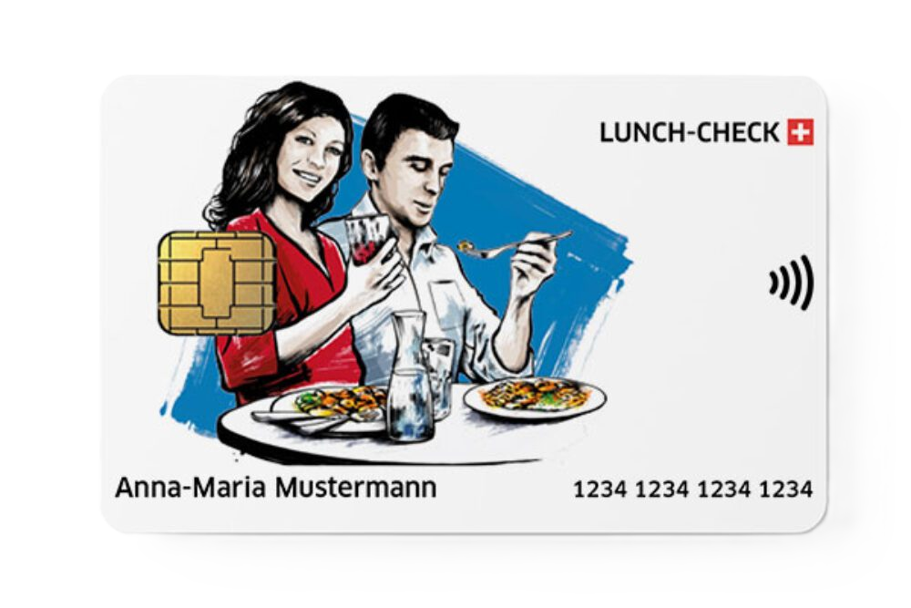 Lunch-Check-Karte (Muster). Beliebtes Zahlungsmittel in der Schweiz