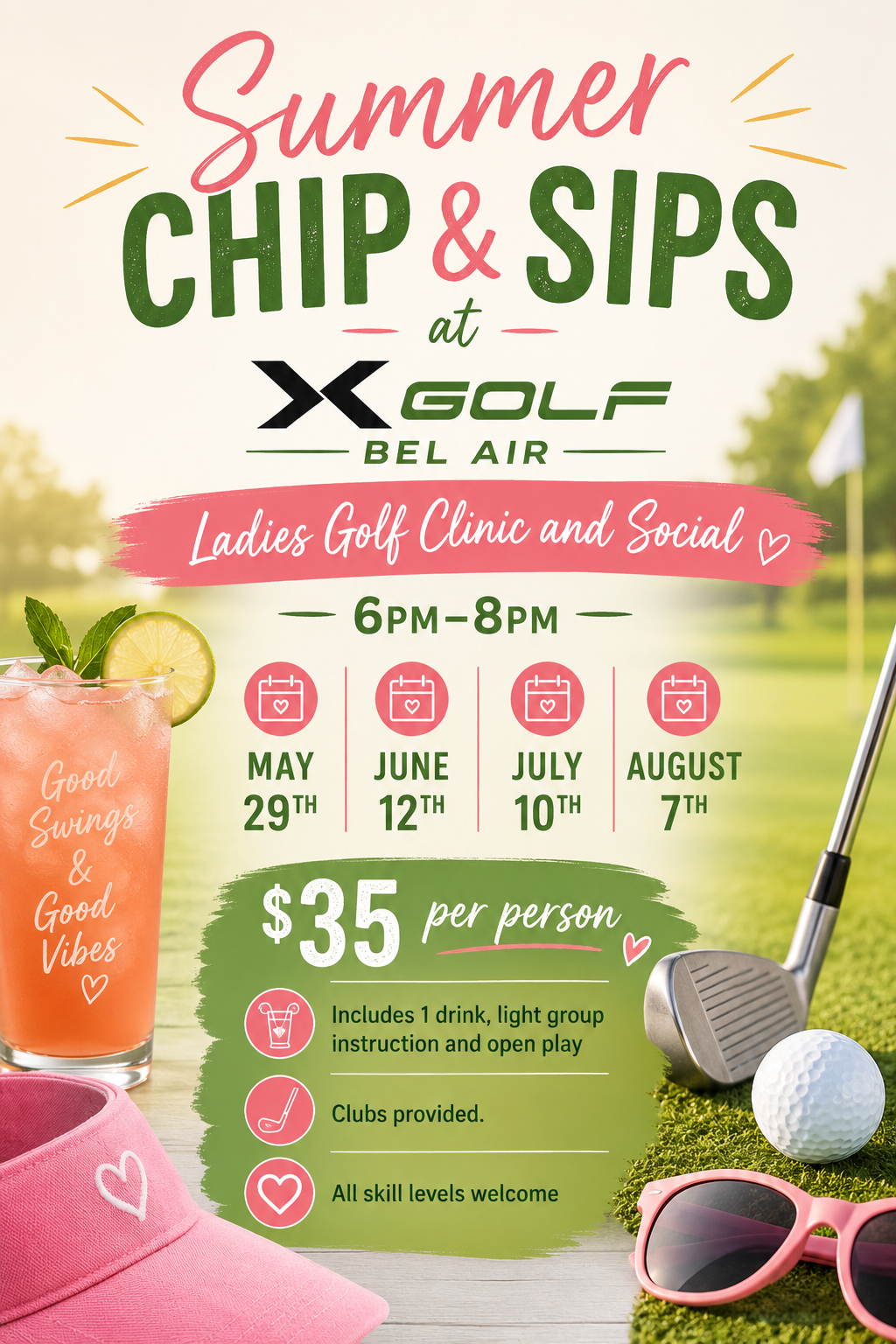 Ladies SUMMER Chip &amp; Sip Golf Clinic &amp; Social