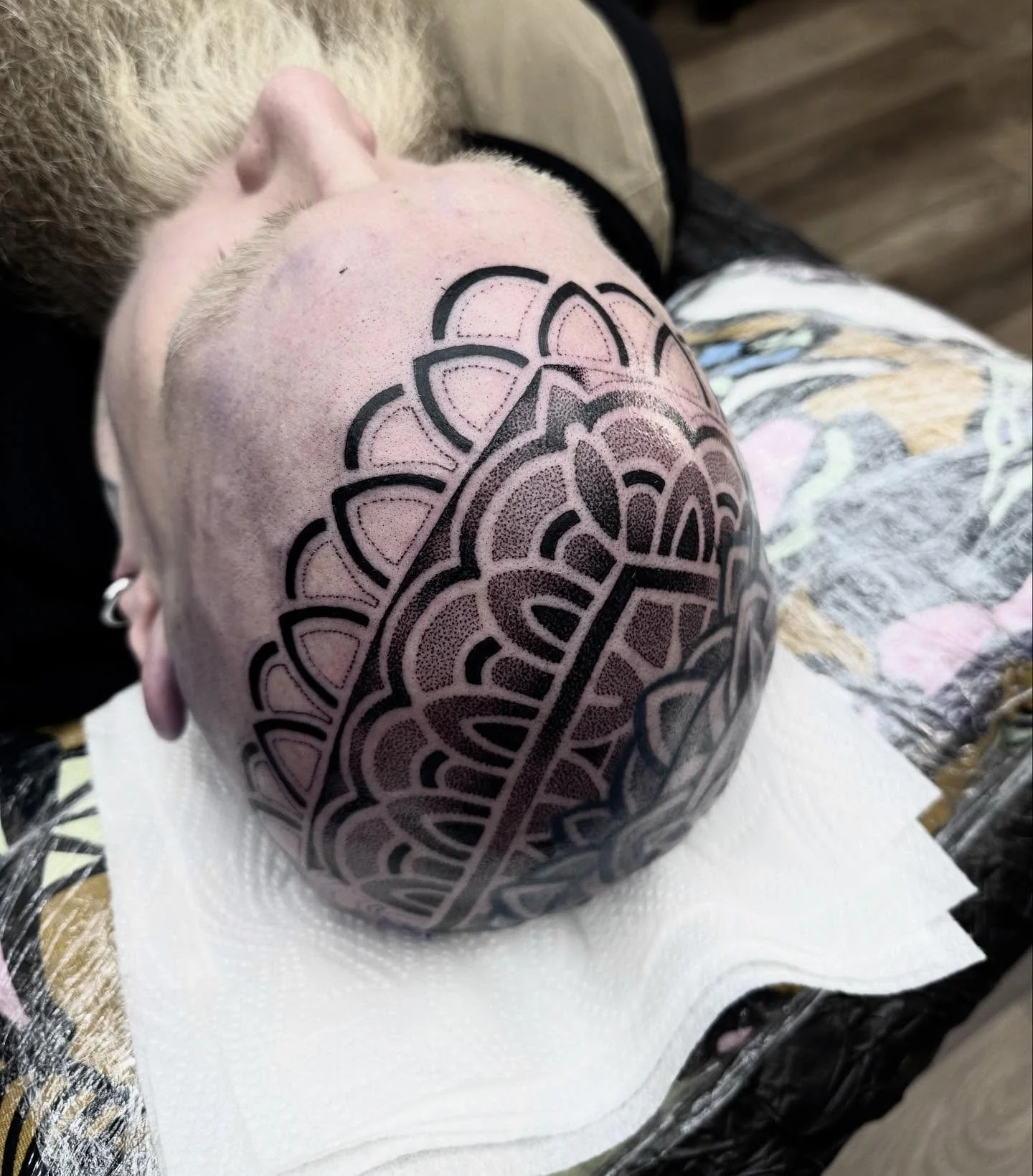 Progress on a head tattoo that @shandannmarie is working on