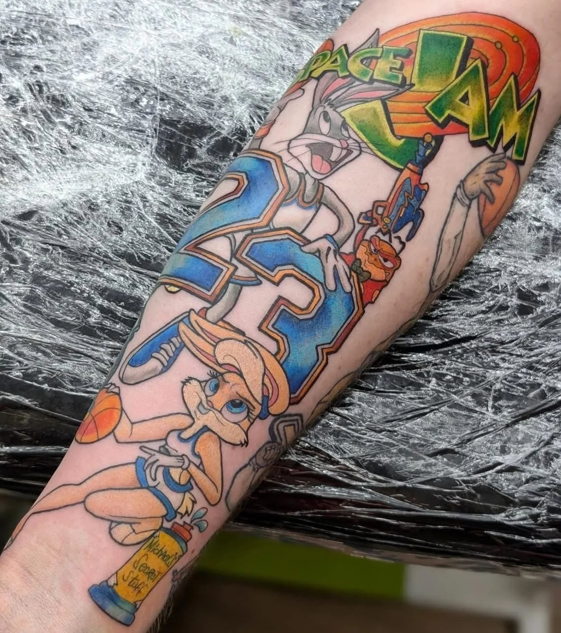 Space jam piece by @shaunboytattoo