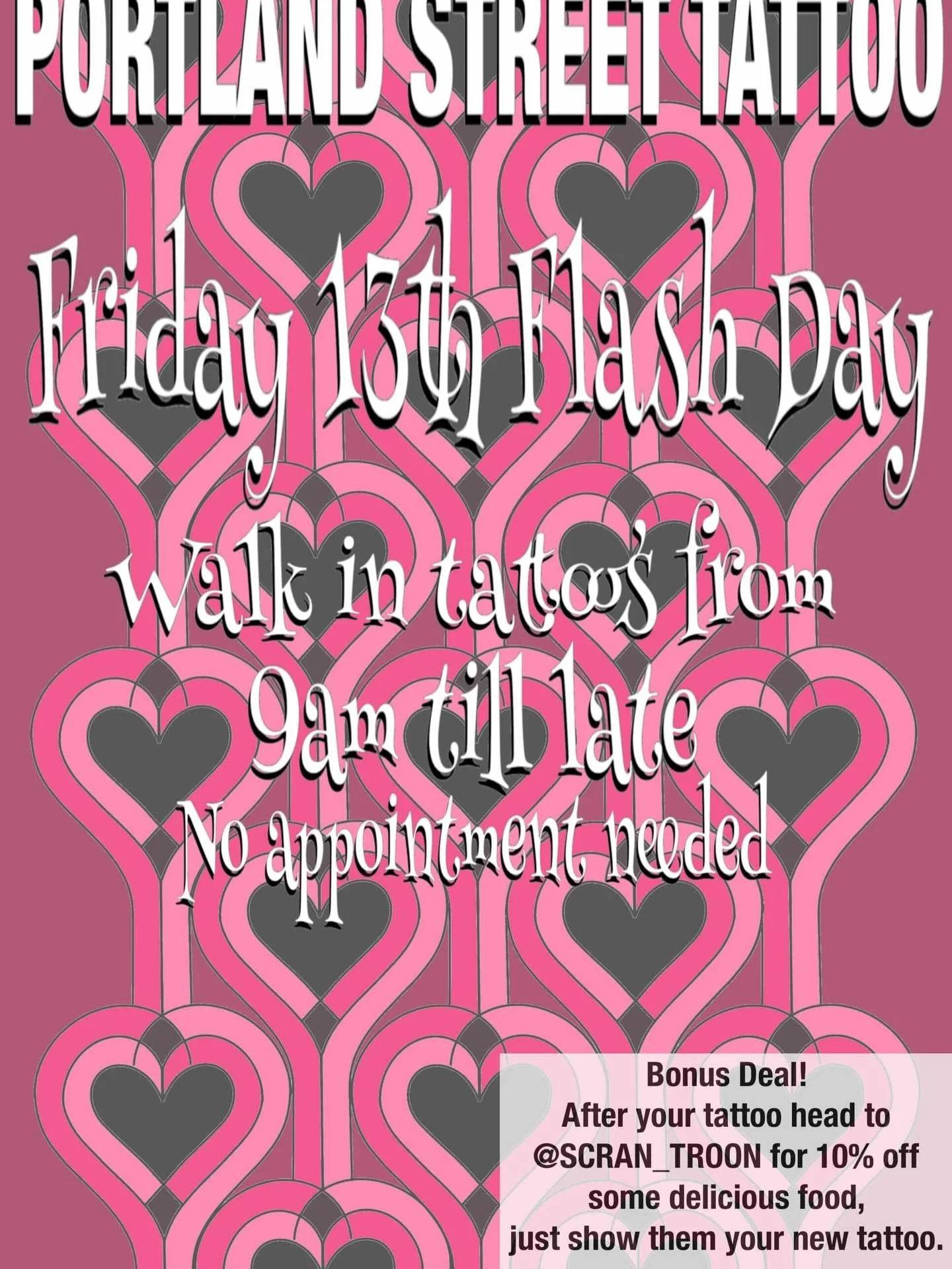 Our first walk in flash day Friday 13th 9am til late, the next slides are our available designs with prices. No appointment needed just show up 🫶🙌
@shaunboytattoo @ambergoldietattoo @emilybennetttattoo @shandannmarie