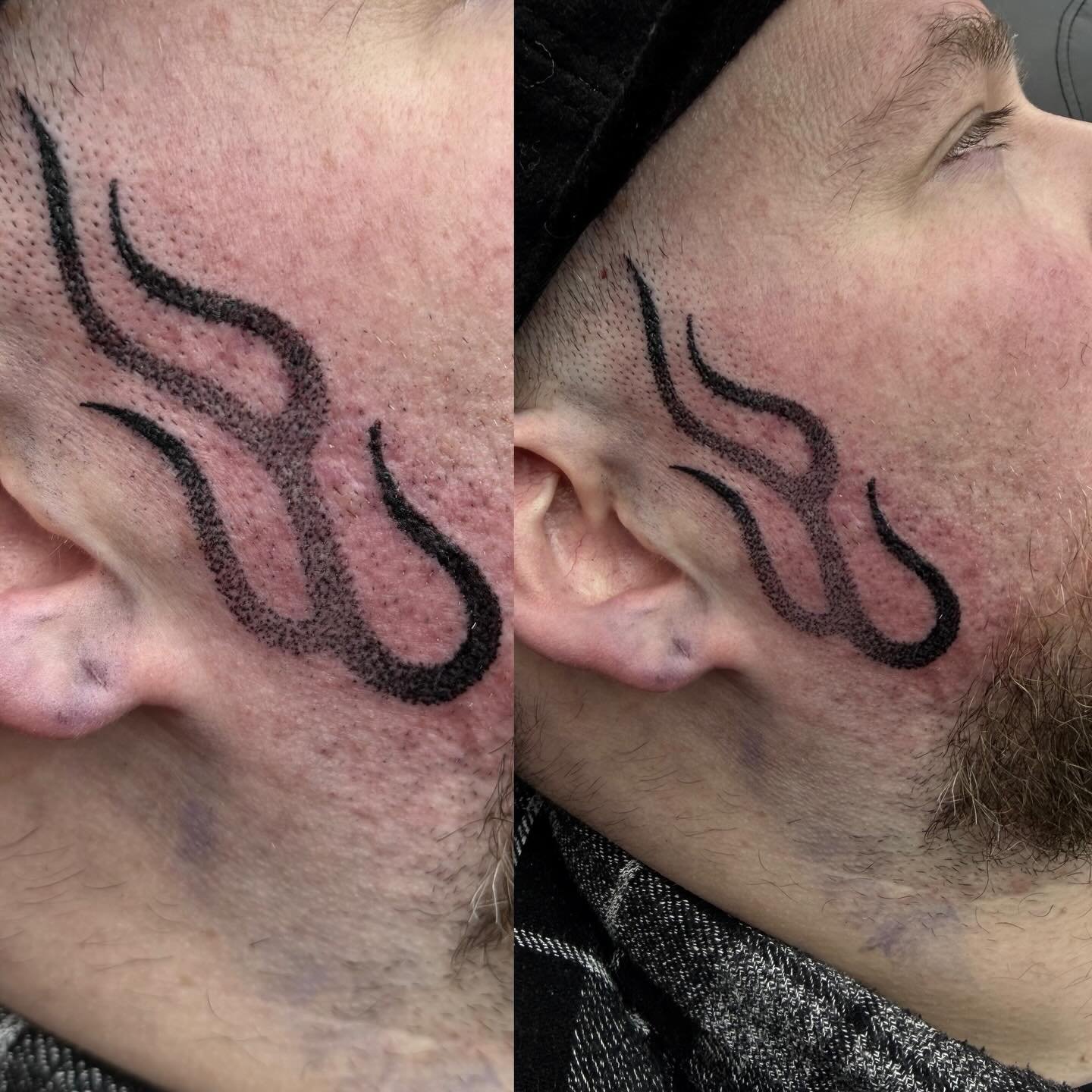 Dotwork face tattoo by @shandannmarie we love a face tattoo! #dotwork #dotworktattoo #facetattoo #facetatt