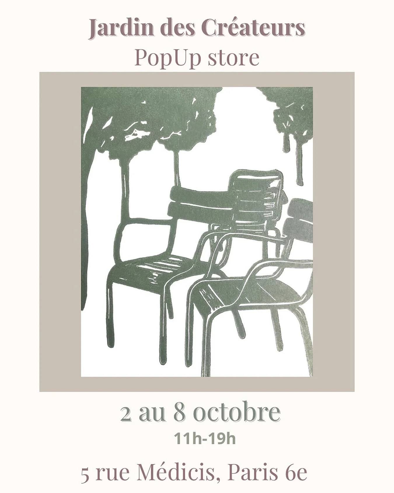 🔥Tout est dit dans l&rsquo;image : le prochain pop-up, ou boutique &eacute;ph&eacute;m&egrave;re pour ceux qui pr&eacute;f&egrave;rent, commence ce jeudi.

🕰️Du 2 au 8 octobre, de 11h &agrave; 19h

🏡5 rue de M&eacute;dicis, Paris 6 (le long du jar