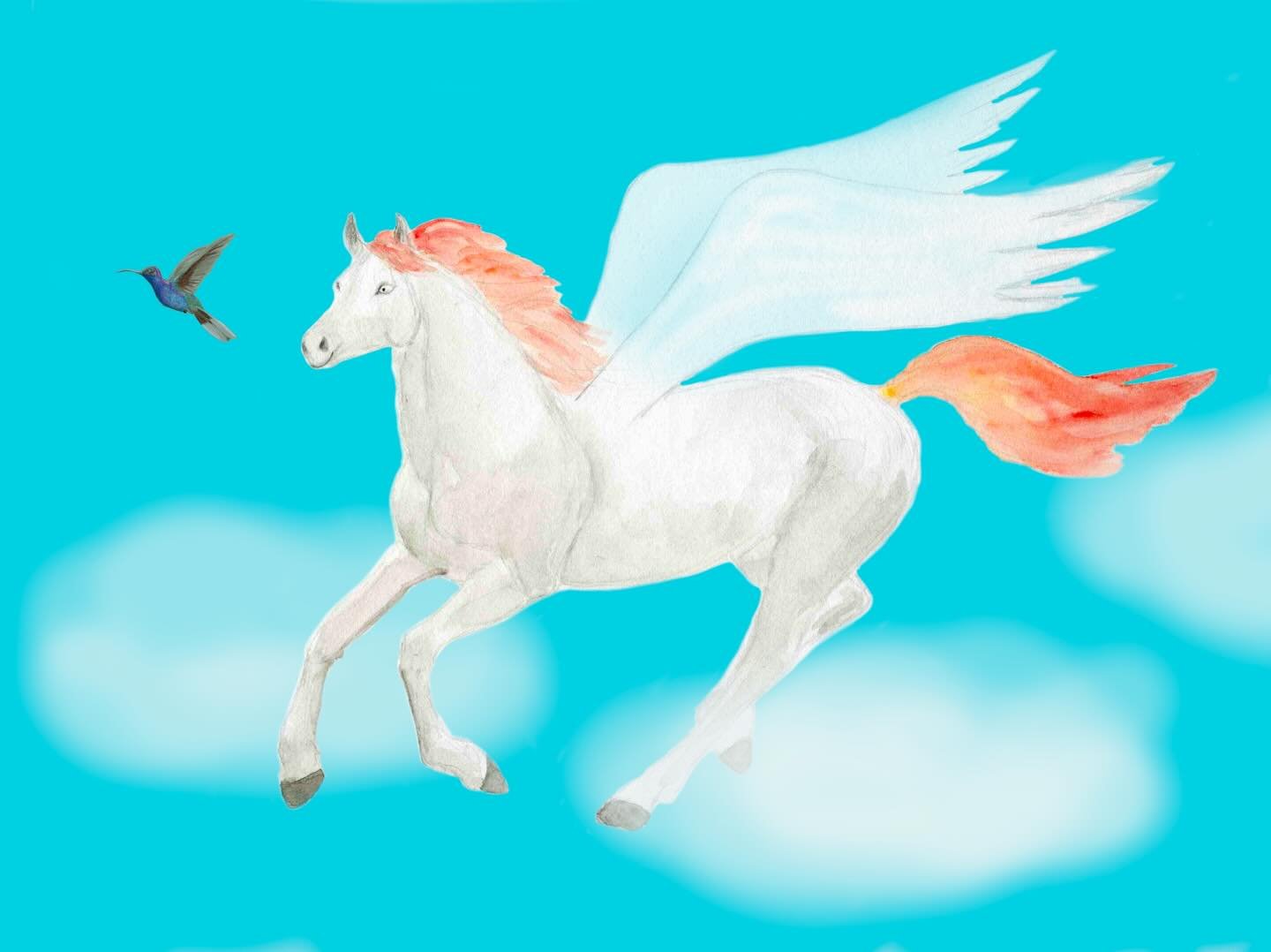 Pour honorer l&rsquo;ann&eacute;e du cheval de feu qui commence cette semaine voici &laquo;&nbsp;mon&nbsp;&raquo; cheval de 🔥 

Le colibri et le cheval sont tous deux symboles de libert&eacute;, le cheval ail&eacute; repr&eacute;sente la cr&eacute;a