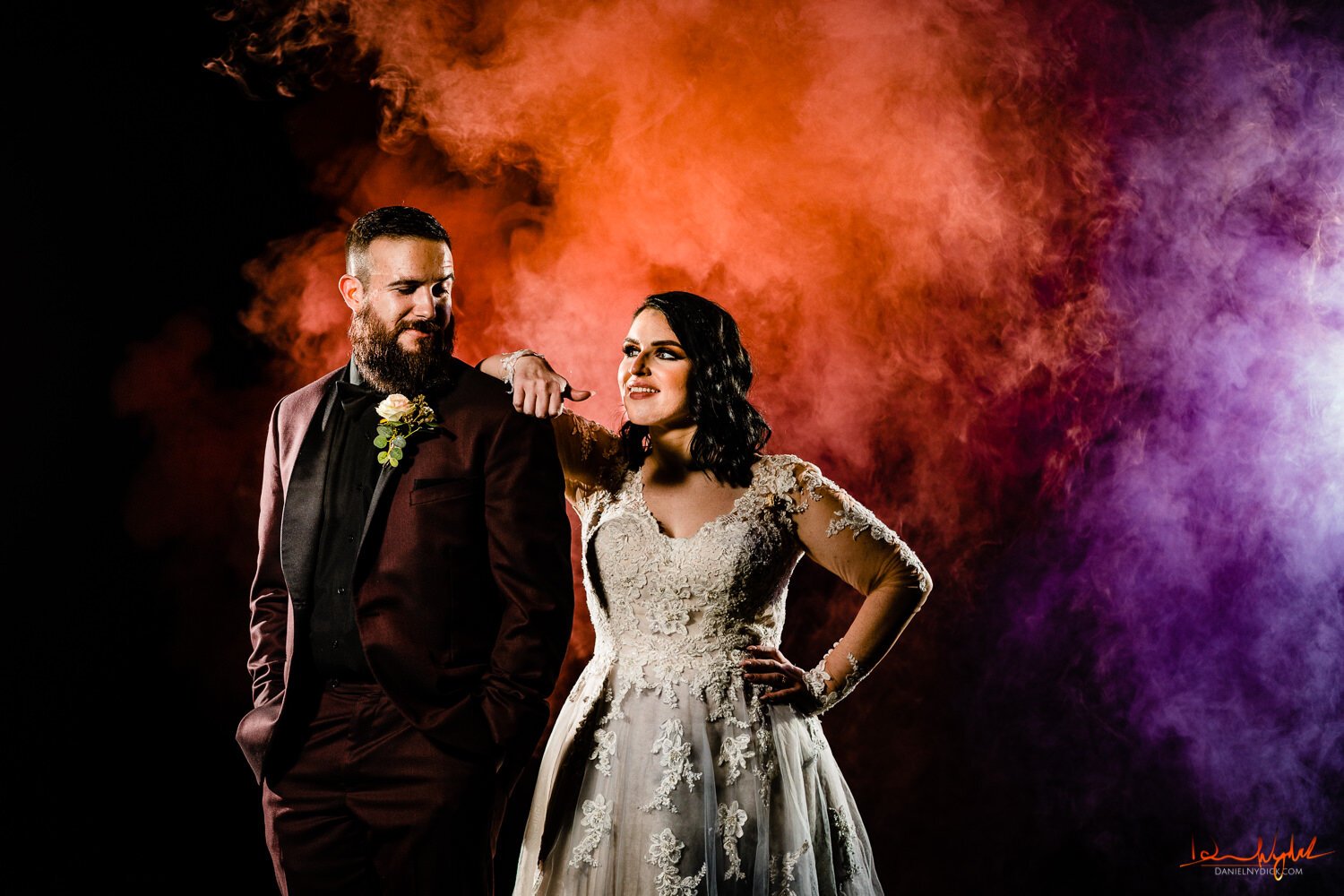 fearless epic night smokebomb portrait nj halloween wedding