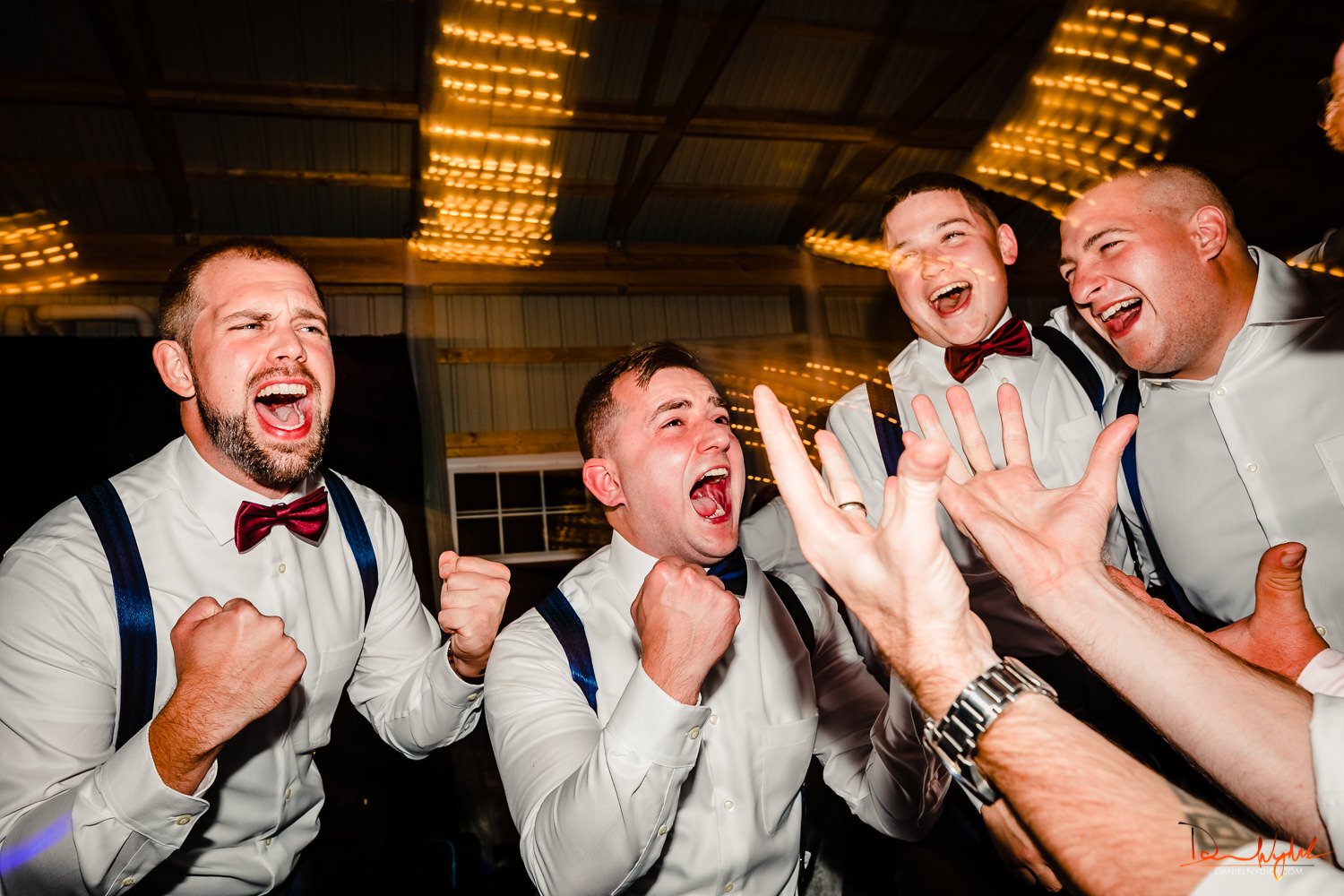 groom shutter drag reception excited nj wedding
