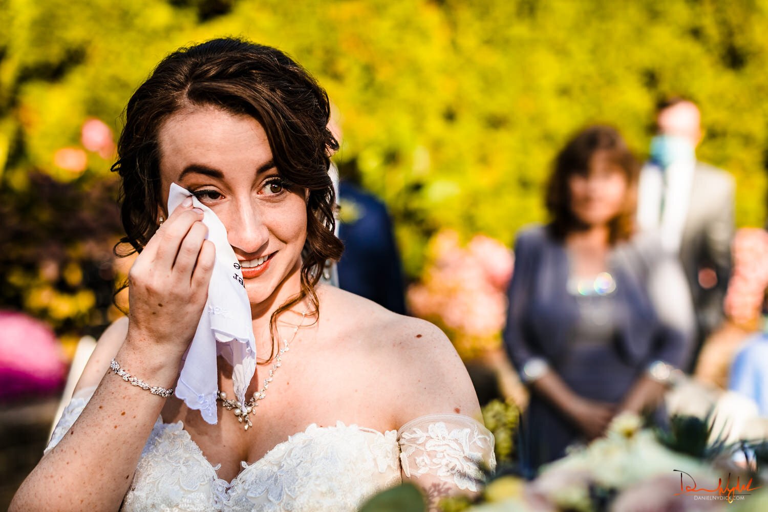 Happy Beautiful Bride with tears at Mill at Lakeside Manor NJ