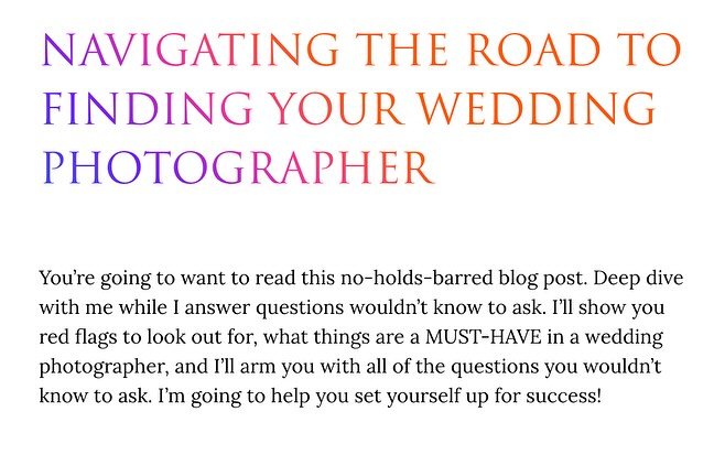 😳😱🤯I wrote a REALLY juicy Blog Post today. 💪🏻No holds barred, no punches pulled. 
✅It&rsquo;s everything you need to know and all the questions to ask when looking for your wedding photographer&hellip;EVERYTHING.
‼️If you think I&rsquo;m exagger