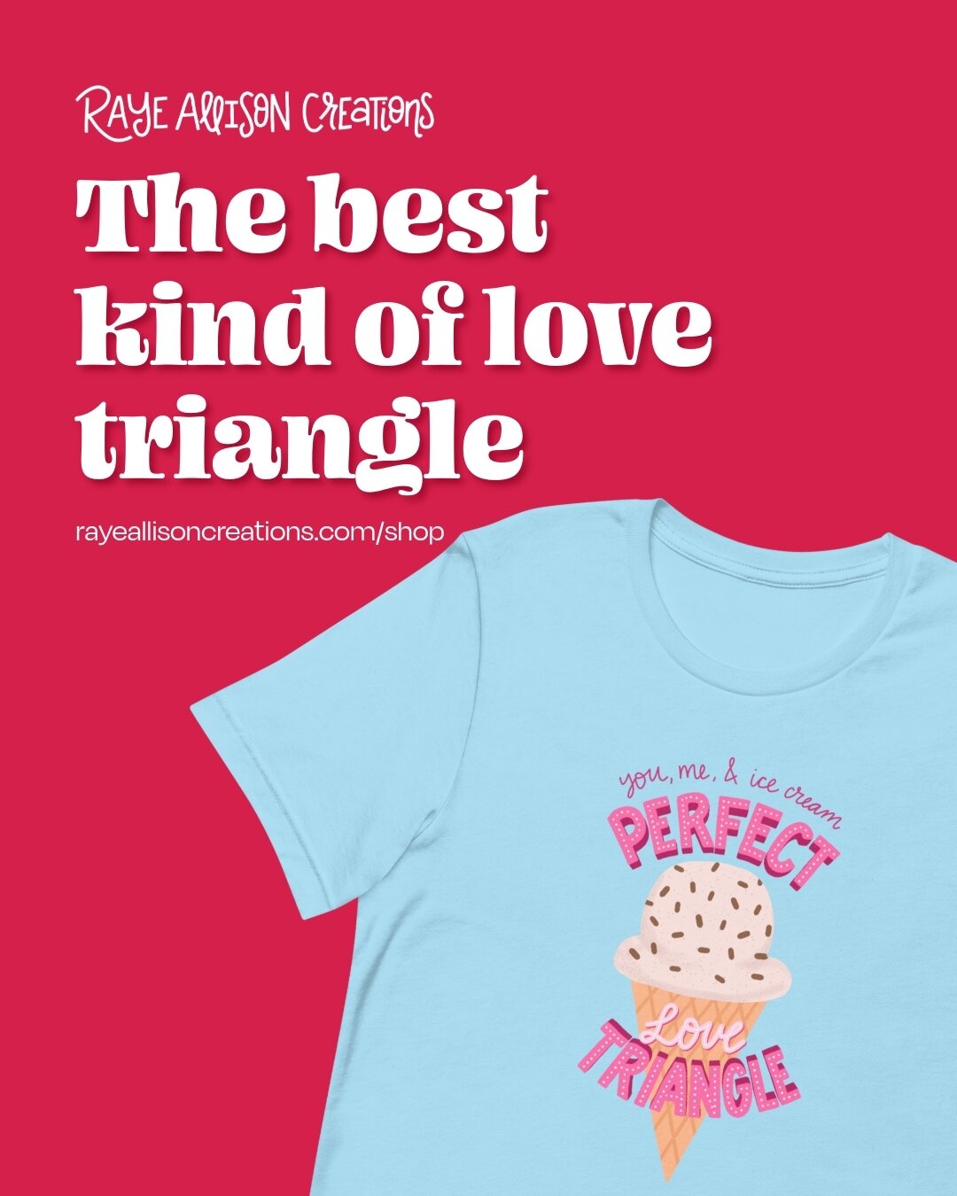 Love triangles are a controversial romance trope. I am not always of fan of love triangles in books, I am definitely a fan of love triangles that involve ice cream.

What are your favorite tropes to write or read?

You can check out everything in the