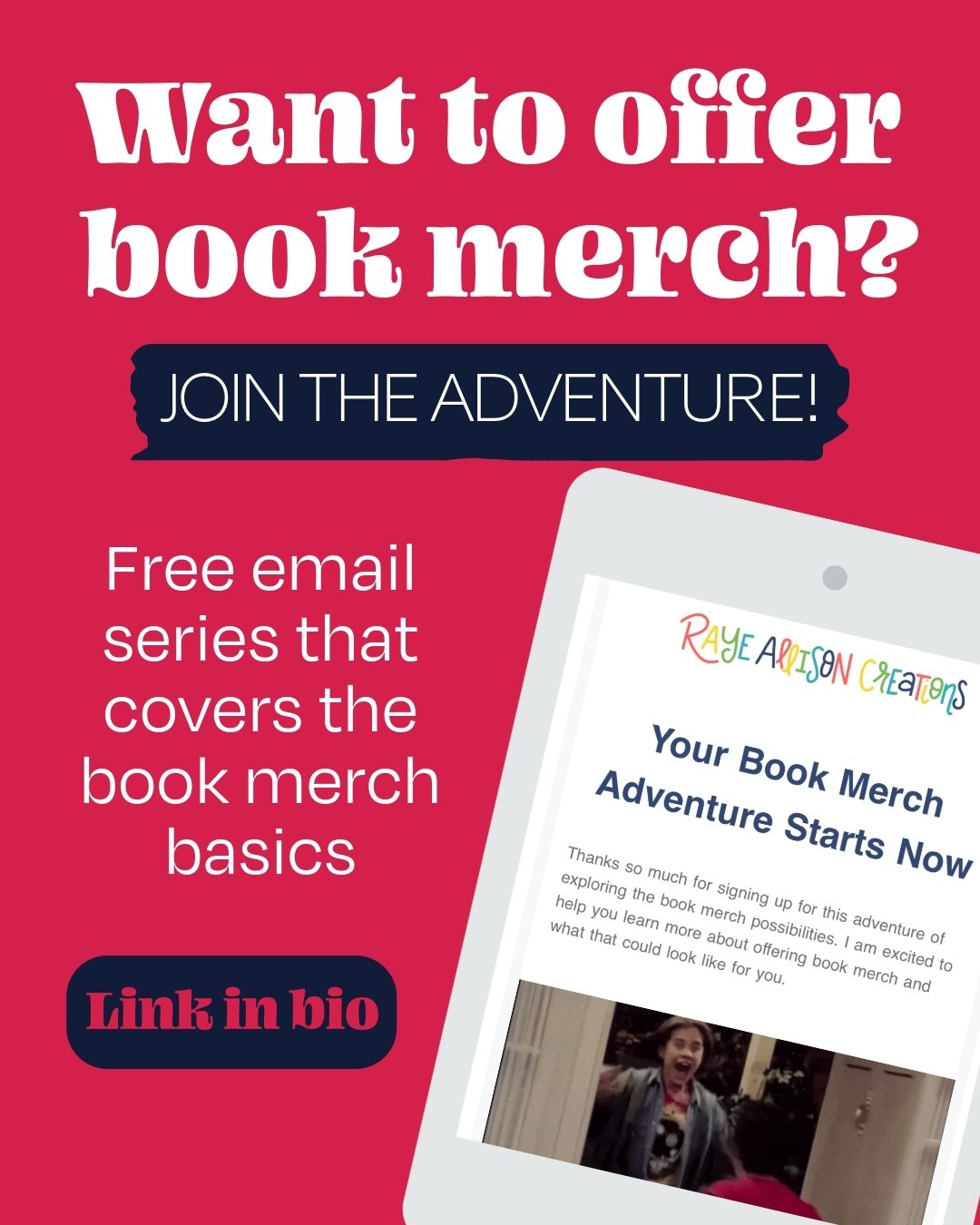 Hey Authors! 😄 I send out a weekly email newsletter that features tips about offering book merch (and always includes fun gifs). If offering merch for your books is something you are interested in, but aren't sure where to start, I would love for yo