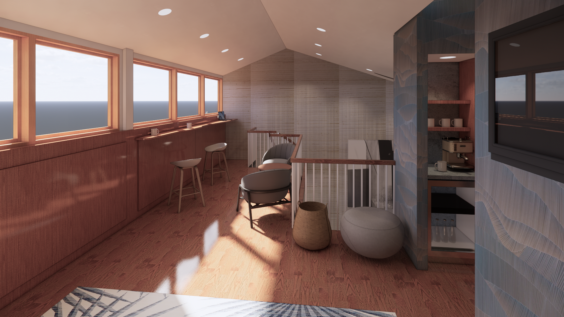Custom coffee bar built-in for the Yoga Loft space! Perfect way to start your morning in Kona! 