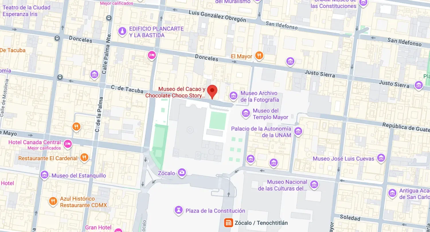Mapa ubicación Museo del Chocolate Choco-Story CDMX