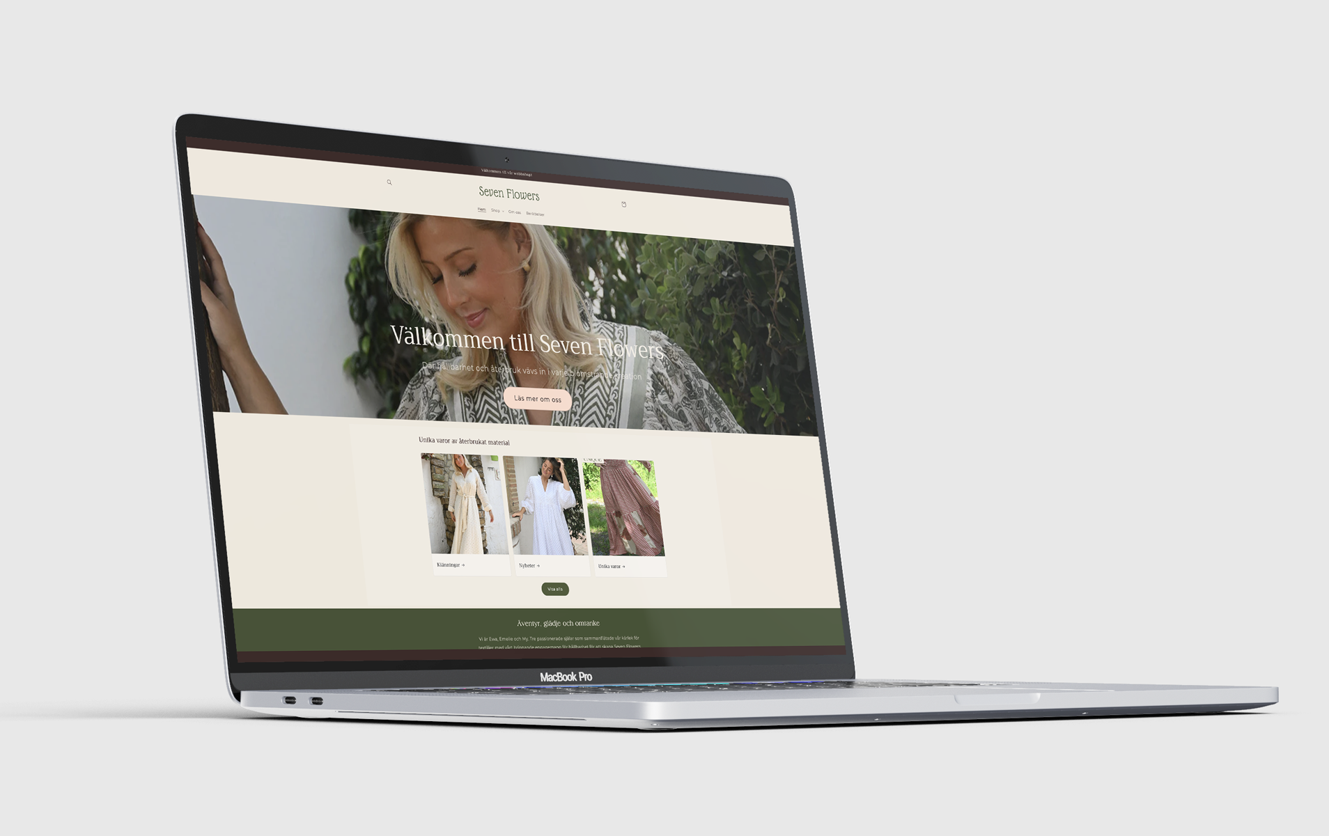 An image of the startpage of Seven Flowers webshop