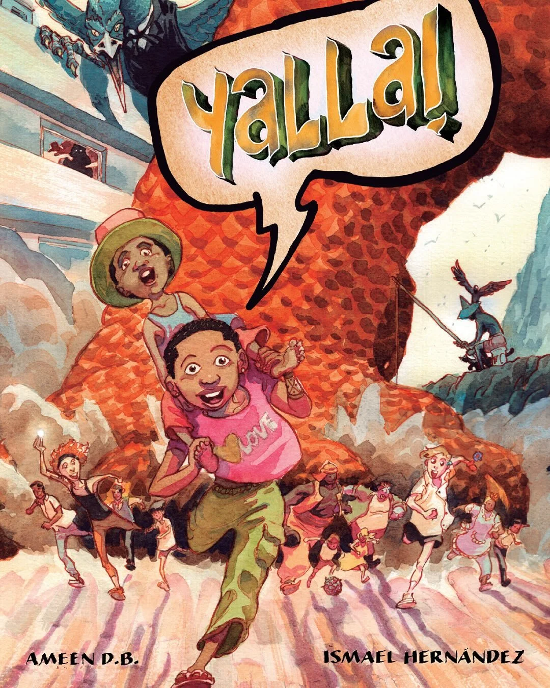 👋AHLAN WA SAHLAN!👋 Yalla! is an Arabic middle-grade graphic novel for English readers about immigrating, learning a new language&hellip;and fighting monsters?!

✍️: Ameen D.B.
🖼️: Ismael Hern&aacute;ndez (@ismaelhernandezart )

Telling bold storie